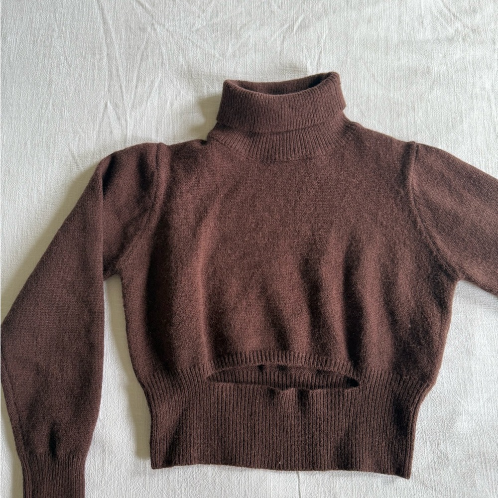 Princess Polly Brown Cropped Turtleneck Sweater